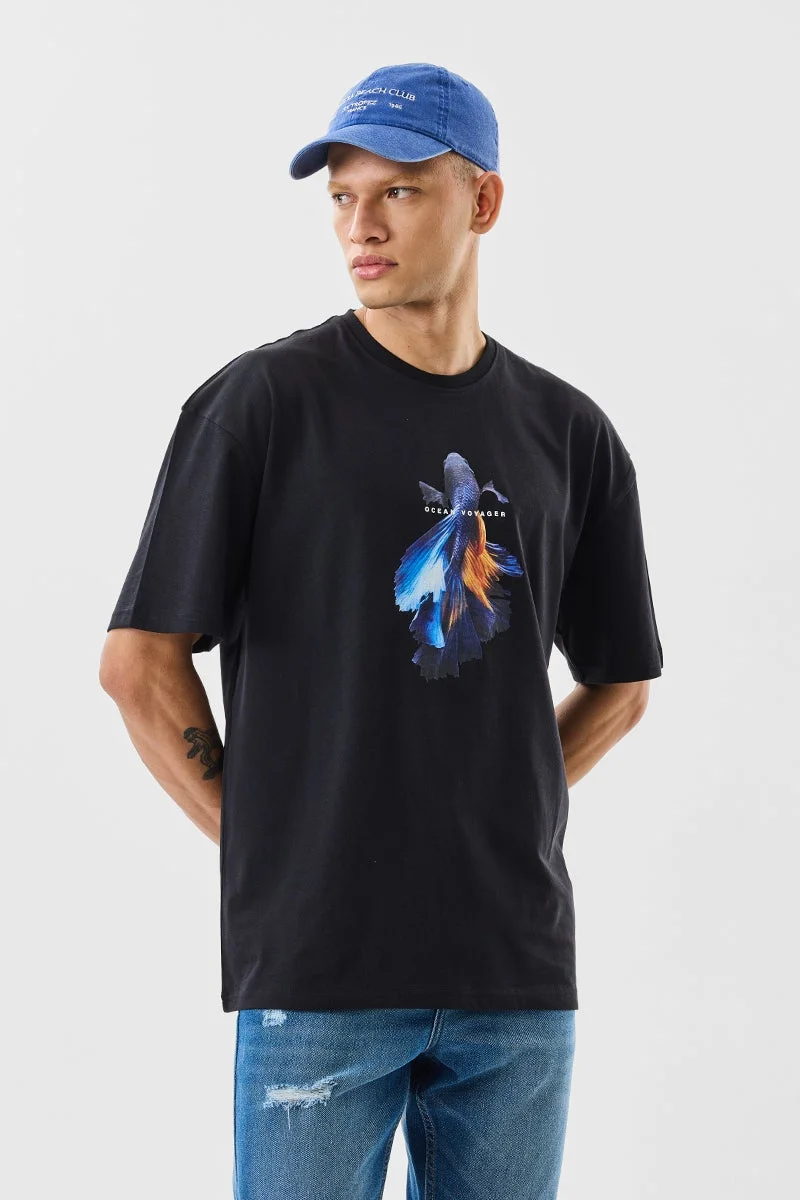 SNITCH Oversized Fit 100% Cotton Voyager T-Shirt